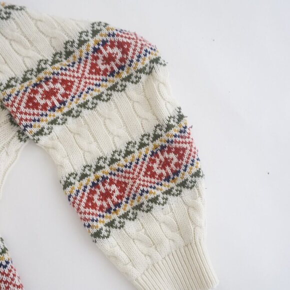 Vintage '90S Capecod Cream 3D Eclectic Grandpa Cable Knit Crewneck Sweater XL - Picture 4 of 10